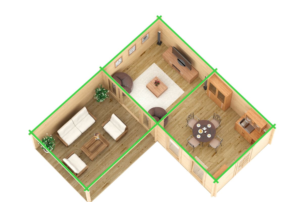 Eck-Gartenhaus “Hansa Corner Deluxe B” 7x7m