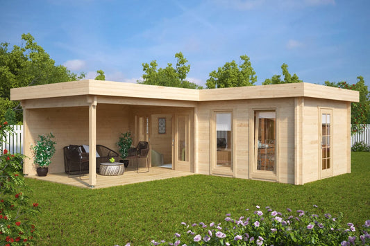 Eck-Gartenhaus “Hansa Deluxe A” 7x7m
